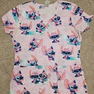 Disney Womens Stitch Scrub Top
